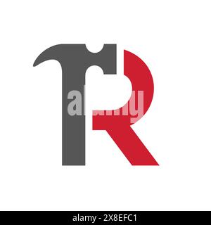 Logo martello Letter R, illustrazione vettoriale Illustrazione Vettoriale