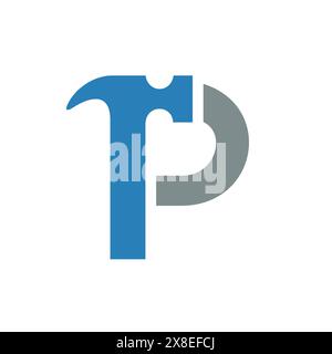 Logo Letter P Hammer Vector Illustrazione Vettoriale