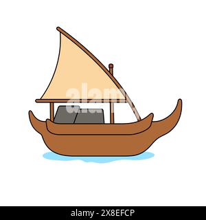 Perahu Golekan Lete Madura, nave tradizionale indonesiana, Vector Illustration Design Illustrazione Vettoriale