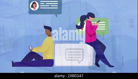 Immagine delle icone dell'intelligenza artificiale e dell'elaborazione dei dati su server informatici Foto Stock