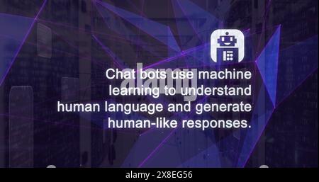 Immagine delle icone dell'intelligenza artificiale e dell'elaborazione dei dati su server informatici Foto Stock