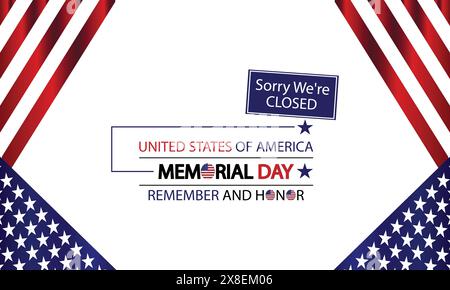Ricordando il design della chiusura del nostro Heroes Memorial Day con Patriotic Design Illustrazione Vettoriale