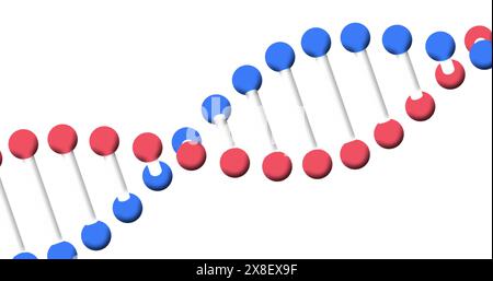 Immagine del filamento di dna 3d che gira su sfondo bianco Foto Stock