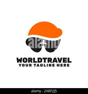 modello del logo del tour mondiale intorno al mondo Illustrazione Vettoriale