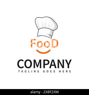 modello logo lettere alimentari . modello logo del cibo sorridente, file vettoriale del cappello dello chef, arte astratta del logo del cibo, icona del pasto felice, angolo spuntini di gioia, lettere Illustrazione Vettoriale