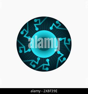 modello logo technology eye con sfumatura di colore ed effetto 3d. Illustrazione Vettoriale