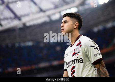 Dublino, Irlanda. 22 maggio 2024. L'Exequiel Palacios del Bayer 04 Leverkusen guarda prima della finale di UEFA Europa League tra l'Atalanta BC e il Bayer 04 Leverkusen. Crediti: Nicolò campo/Alamy Live News Foto Stock