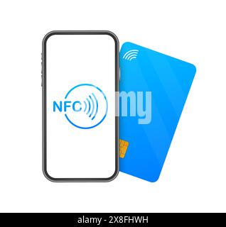 Tecnologia NFC. Logo Contactless Wireless Pay Sign. Illustrazione vettoriale Illustrazione Vettoriale