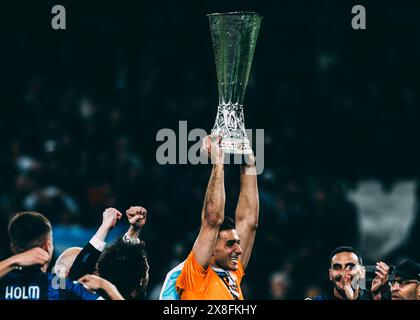 Dublino, Aviva Stadium, 23.05.2024: Immagine simbolo, il team Bergamo festeggia la vittoria 3:0 alla cerimonia di premiazione durante la finale di Europaleague Bayer Foto Stock