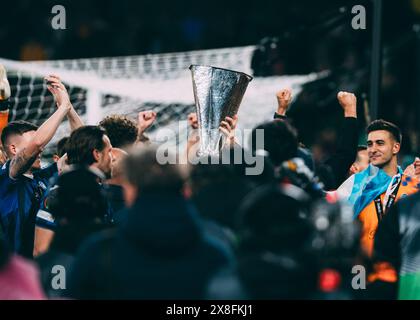 Dublino, Aviva Stadium, 23.05.2024: Immagine simbolo, il team Bergamo festeggia la vittoria 3:0 alla cerimonia di premiazione durante la finale di Europaleague Bayer Foto Stock