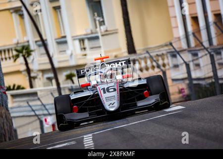 16 SCUDI Cian (gbr), HiTech Pulse-Eight, Dallara F3 2019, in azione durante il 4° round del Campionato FIA di Formula 3 2024 dal 23 al 26 maggio 2024 sul circuito di Monaco, a Monaco - foto Eric Alonso / DPPI Foto Stock