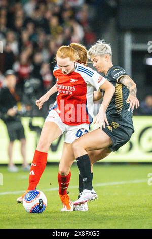 Melbourne, Victoria, Australia. 24 maggio 2024. MELBOURNE, AUSTRALIA - 24 MAGGIO: Katie Reid dell'Arsenal Women FC mentre gioca contro A-League All Stars Women durante la Global Football Week al Marvel Stadium il 24 maggio 2024 a Melbourne, Australia (Credit Image: © Chris Putnam/ZUMA Press Wire) SOLO PER USO EDITORIALE! Non per USO commerciale! Foto Stock