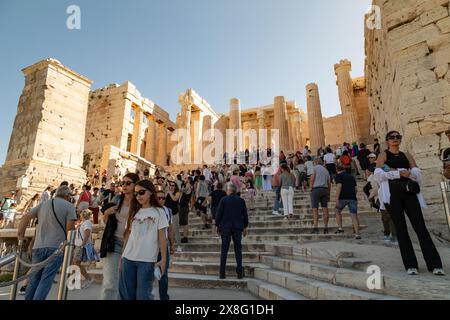 I Propilei, l'Acropoli di Atene Atene (Athina), il centro di Atene, Grecia Foto Stock