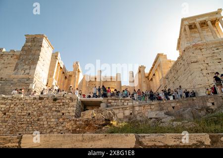 I Propilei, l'Acropoli di Atene Atene (Athina), il centro di Atene, Grecia Foto Stock