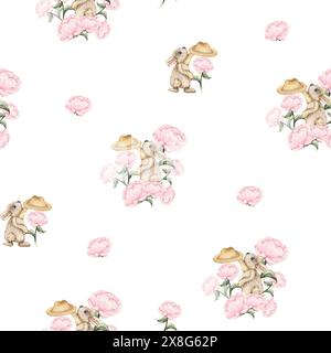 motivo senza cuciture con coniglietto. Foto Stock