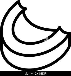 Design vettoriale con contorno nero con fette di banana, adatto per loghi, icone ed elementi grafici Illustrazione Vettoriale