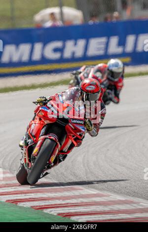 Barcellona, ESP. 25 maggio 2024. Barcellona, Spagna. Circuit de Barcelona Catalunya. 25 maggio 2024 GARA SPRINT. Moto GP Francesco Bagnaia (1) del Ducati Lenovo Team durante la MotoGP Gran premi Monster Energy de Catalunya. MotoGP SPRINT 24-25-26 maggio 2024, al Circuit de Barcelona-Catalunya di Barcellona, Spagna. Crediti: Rosdemora/Alamy Live News Foto Stock