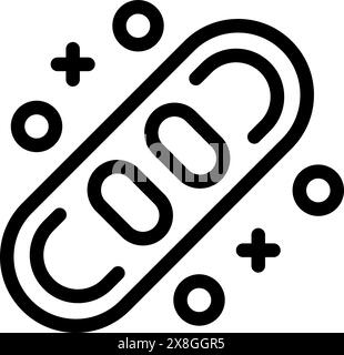 Illustrazione vettoriale piatta dell'icona dei batteri in semplice stile bianco e nero, adatta per progetti medici Illustrazione Vettoriale
