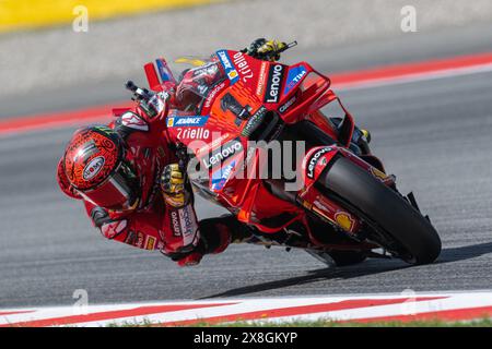 Barcellona, ESP. 25 maggio 2024. Barcellona, Spagna. Circuit de Barcelona Catalunya. 25 maggio 2024 pratica 2. Moto GP Francesco Bagnaia (1) del Ducati Lenovo Team durante la MotoGP Gran premi Monster Energy de Catalunya. MotoGP 24-25-26 maggio 2024, al Circuit de Barcelona-Catalunya di Barcellona, Spagna. Crediti: Rosdemora/Alamy Live News Foto Stock