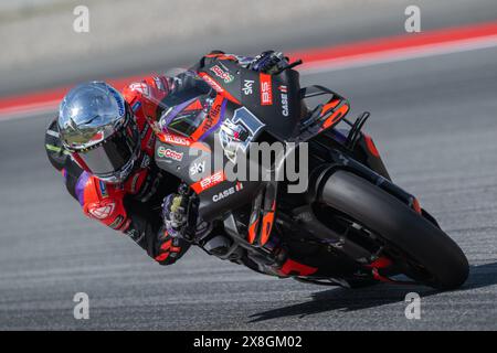 Barcellona, ESP. 25 maggio 2024. Barcellona, Spagna. Circuit de Barcelona Catalunya. 25 maggio 2024 pratica 2. Moto GP Aleix Espargaro (41) di Aprilia Racing durante la MotoGP Gran premi Monster Energy de Catalunya. MotoGP 24-25-26 maggio 2024, al Circuit de Barcelona-Catalunya di Barcellona, Spagna. Crediti: Rosdemora/Alamy Live News Foto Stock