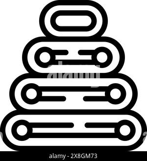 Icona di Black Line art con anelli impilabili, un classico giocattolo educativo per bambini Illustrazione Vettoriale