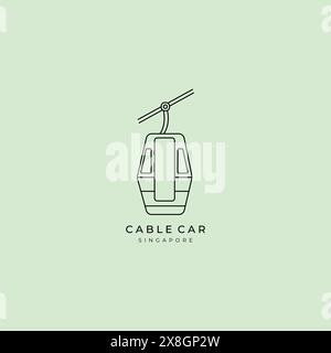 logo della funivia modello di disegno dell'icona del cartone animato, illustrazione vettoriale moderna nera Illustrazione Vettoriale