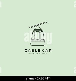 linea di funivie art design minimalista con logo vettoriale Illustrazione Vettoriale