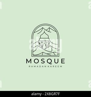 logo mosque vettoriale semplice design con icone di lusso Illustrazione Vettoriale