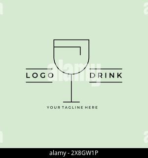 line art drink design minimalista con logo vettoriale Illustrazione Vettoriale