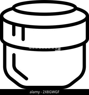 Disegno digitale in bianco e nero di un vaso in vetro vuoto con coperchio, design semplice e trasparente Illustrazione Vettoriale