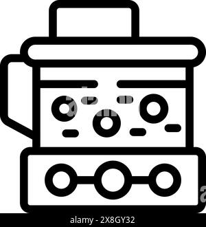 Semplice icona line art raffigurante una fotocopiatrice multifunzione da ufficio in bianco e nero Illustrazione Vettoriale