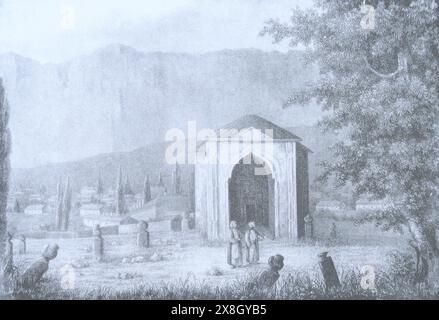 Mausoleo di Hadji Geray e i primi Khan di Crimea a Bakhchisarai. Incisione di V. Passek del XIX secolo. Foto Stock