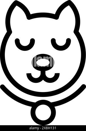 Semplice icona in bianco e nero di un simbolo veterinario che combina il viso di un cane con uno stetoscopio Illustrazione Vettoriale