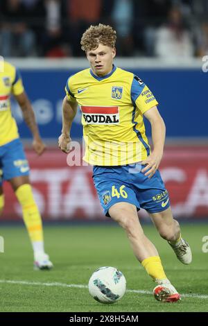 Lovanio, Belgio. 25 maggio 2024. Arthur Piedfort di Westerlo raffigurato in azione durante una partita di calcio tra Oud-Heverlee Leuven e KVC Westerlo, sabato 25 maggio 2024 a Lovanio, il giorno 10 (su 10), ultimo giorno dei play-off europei della prima divisione del campionato belga 'Jupiler Pro League' 2023-2024. BELGA PHOTO BRUNO FAHY credito: Belga News Agency/Alamy Live News Foto Stock