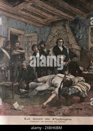 La morte di Jean-Charles Pichegru, un generale francese delle guerre rivoluzionarie, che condusse un colpo di stato fallito contro Napoleone, dopo il dipinto di Georges Moreau de Tour Foto Stock