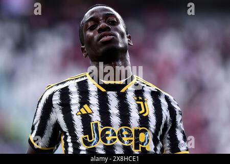 Torino, Italia. 25 maggio 2024. Timothy Weah della Juventus FC reagisce durante la partita di serie A tra Juventus FC e AC Monza allo stadio Juventus di Torino (Italia), 25 maggio 2024. Crediti: Insidefoto di andrea staccioli/Alamy Live News Foto Stock