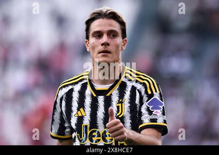 Torino, Italia. 25 maggio 2024. Nicolo fagioli della Juventus FC reagisce durante la partita di serie A tra Juventus FC e AC Monza allo stadio Juventus di Torino (Italia), 25 maggio 2024. Crediti: Insidefoto di andrea staccioli/Alamy Live News Foto Stock