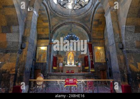 Lusarat, Armenia - 15 maggio 2024: Il monastero di Khor Virap si trova nella pianura di Ararat, a Lusarat, Armenia. Foto Stock