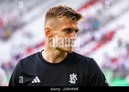 Lodz, Polonia - 25 maggio 2024. Bartosz Szeliga di LKS visto durante la partita polacca di PKO Ekstraklasa League tra LKS Lodz e Stal Mielec allo stadio municipale di Wladyslaw Krol. Crediti: Mikołaj Barbanell/Alamy Live News Foto Stock