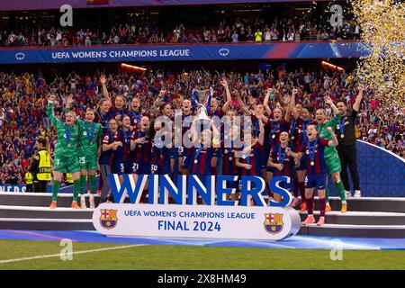 Bilbao, Spagna. 25 maggio 2024. Bilbao, Spagna, 25 maggio 2024: Giocatori di Barcellona durante la finale di UEFA Womens Champions League tra FC Barcelona e Olympique Lyonnais all'Estadio de San Mames di Bilbao, Spagna. (Pauline FIGUET/SPP) credito: SPP Sport Press Photo. /Alamy Live News Foto Stock