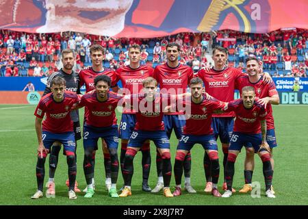 Pamplona, Spagna. 25 maggio 2024. Squadra titolare della CA Osasuna durante il calcio spagnolo della EA, partita tra CA Osasuna e Villarreal CF al Sadar Stadium. Punteggi finali; CA Osasuna 1:1 Villarreal CF. (Foto di Fernando Pidal/SOPA Images/Sipa USA) credito: SIPA USA/Alamy Live News Foto Stock