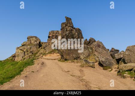 I Wainstones vicino a Great Broughton, North Yorkshire, Inghilterra, Regno Unito Foto Stock