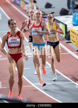 Vera Hoffmann, lussemburghese, gareggia nei 1500 m ai Campionati mondiali di atletica leggera indoor, Emirates Arena, Glasgow, Scozia, Regno Unito. 1a/3a Foto Stock