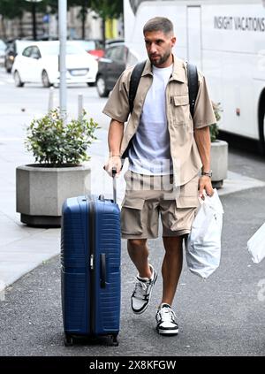 Zagabria, Croazia. 26 maggio 2024. Il giocatore croato Luka Ivanusec arriva all'Hotel Sheration di Zagabria, in Croazia, il 26 maggio 2024. Davanti alla UEFA EURO 2024. Foto: Marko Lukunic/PIXSELL credito: Pixsell/Alamy Live News Foto Stock