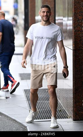 Zagabria, Croazia. 26 maggio 2024. Il giocatore croato Andrej Kramaric arriva all'Hotel Sheration di Zagabria, in Croazia, il 26 maggio 2024. Davanti alla UEFA EURO 2024. Foto: Marko Lukunic/PIXSELL credito: Pixsell/Alamy Live News Foto Stock