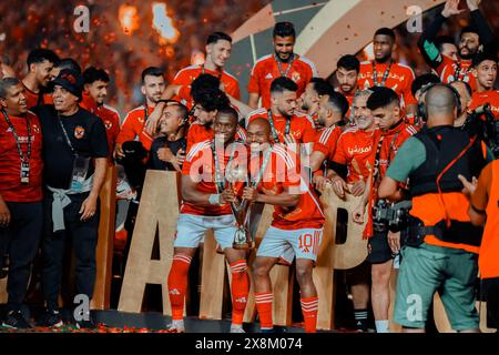 Cairo, Africa, Stati Uniti. 26 maggio 2024. Cairo (Egitto), 05/25/2024 Ã¢â‚¬' SPORT/FOOTBALL/CAF/AL AHLY/ESPERANCE Ã¢â‚¬' al Ahly è campione della African Champions League, la squadra egiziana ha battuto Esperance, dalla Tunisia, in casa per 1 a 0 e ha vinto il secondo campionato consecutivo, al Cairo International Stadium, in Egitto, questo sabato 25 maggio 2024. (Credit Image: © Ahmed Ibrahim/TheNEWS2 via ZUMA Press Wire) SOLO PER USO EDITORIALE! Non per USO commerciale! Foto Stock