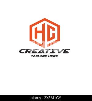Design del modello vettoriale del logo lettera HC per il marchio. Illustrazione Vettoriale