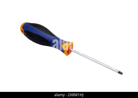 Punta per cacciavite isolata in metallo su sfondo bianco. Foto Stock