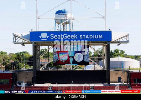 Bridgeview, Illinois, Stati Uniti. 25 maggio 2024. Una vista generale dello stadio prima dell'azione della partita di calcio NWSL tra il Racing Louisville FC e i Chicago Red Stars al SeatGeek Stadium di Bridgeview, Illinois. John Mersits/CSM/Alamy Live News Foto Stock