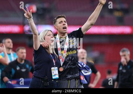 Londra, domenica 26 maggio 2024. Jan Bednarek (Southampton) festeggia la finale di playoff dello SkyBet Championship tra Leeds United e Southampton allo Stadio di Wembley, Londra, domenica 26 maggio 2024. (Foto: Pat Scaasi | mi News) crediti: MI News & Sport /Alamy Live News Foto Stock